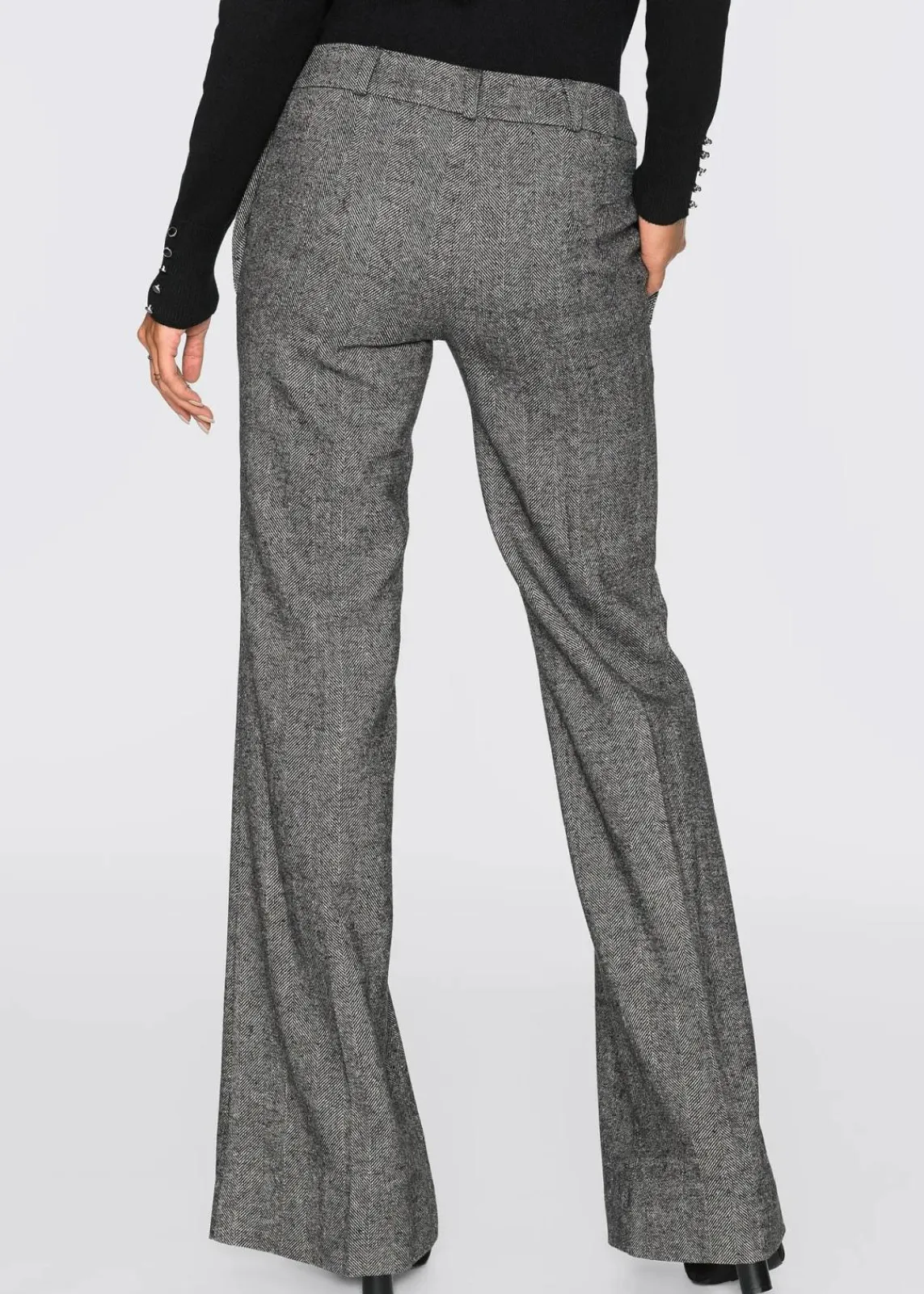 bonprix Bekleidung·Kleider|Hosen^Marlenehose grau/schwarz meliert