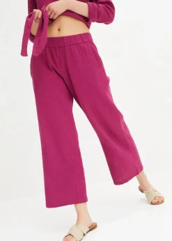 bonprix Hosen^Marlenehose aus Baumwoll-Musselin violett