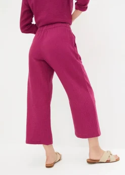 bonprix Hosen^Marlenehose aus Baumwoll-Musselin violett