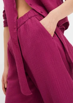 bonprix Hosen^Marlenehose aus Baumwoll-Musselin violett