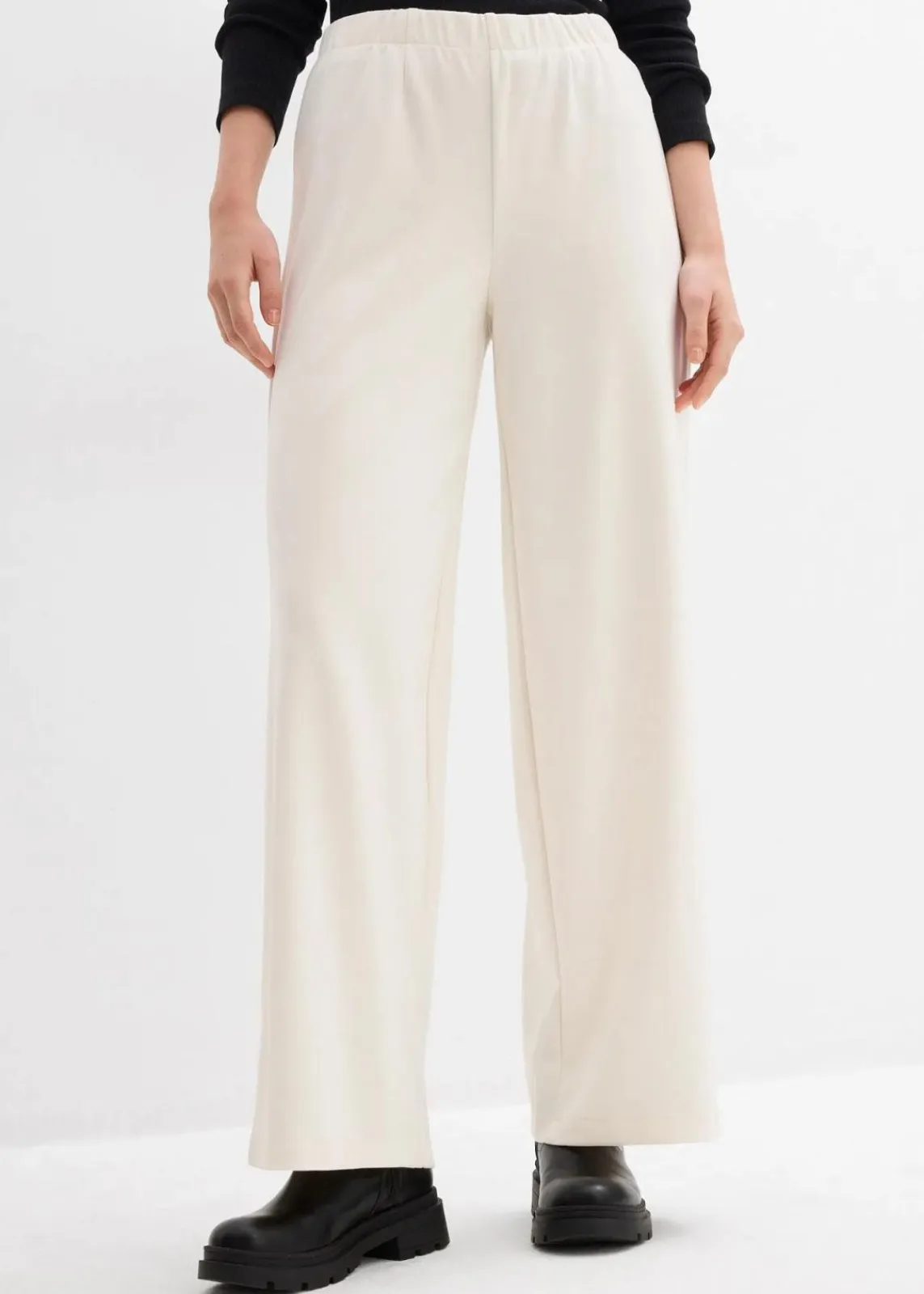 bonprix Bekleidung·Kleider|Hosen^Marlenehose aus bequemen Punto di Roma perlweiß
