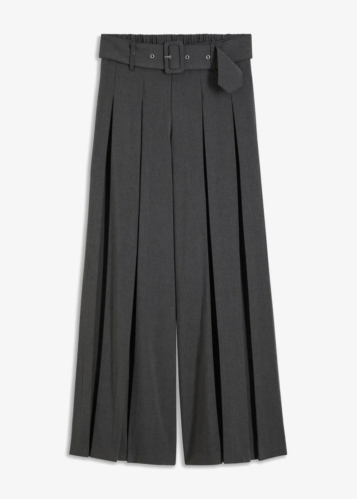 bonprix Kurzgrößen|Bekleidung·Kleider^Marlenehose aus fließendem Viskose-Mix anthrazit meliert