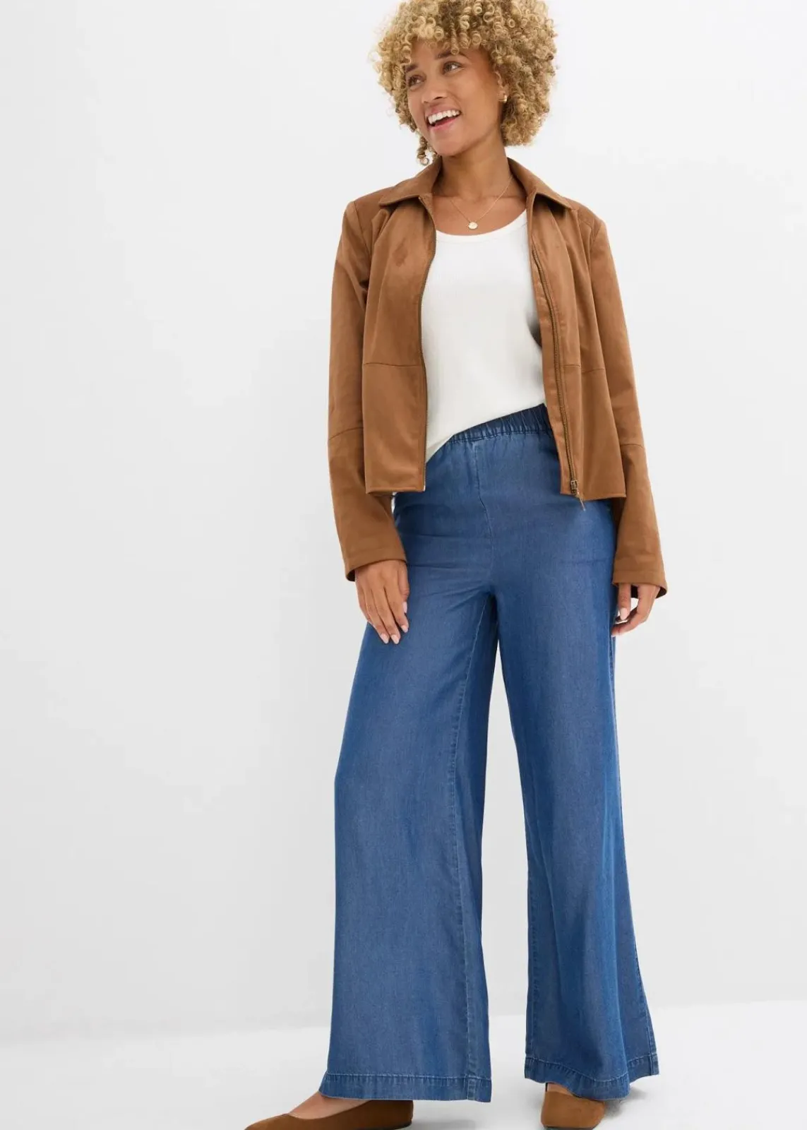 bonprix Hosen|Bekleidung·Kleider^Marlenehose aus fließendem Lyocell blau denim