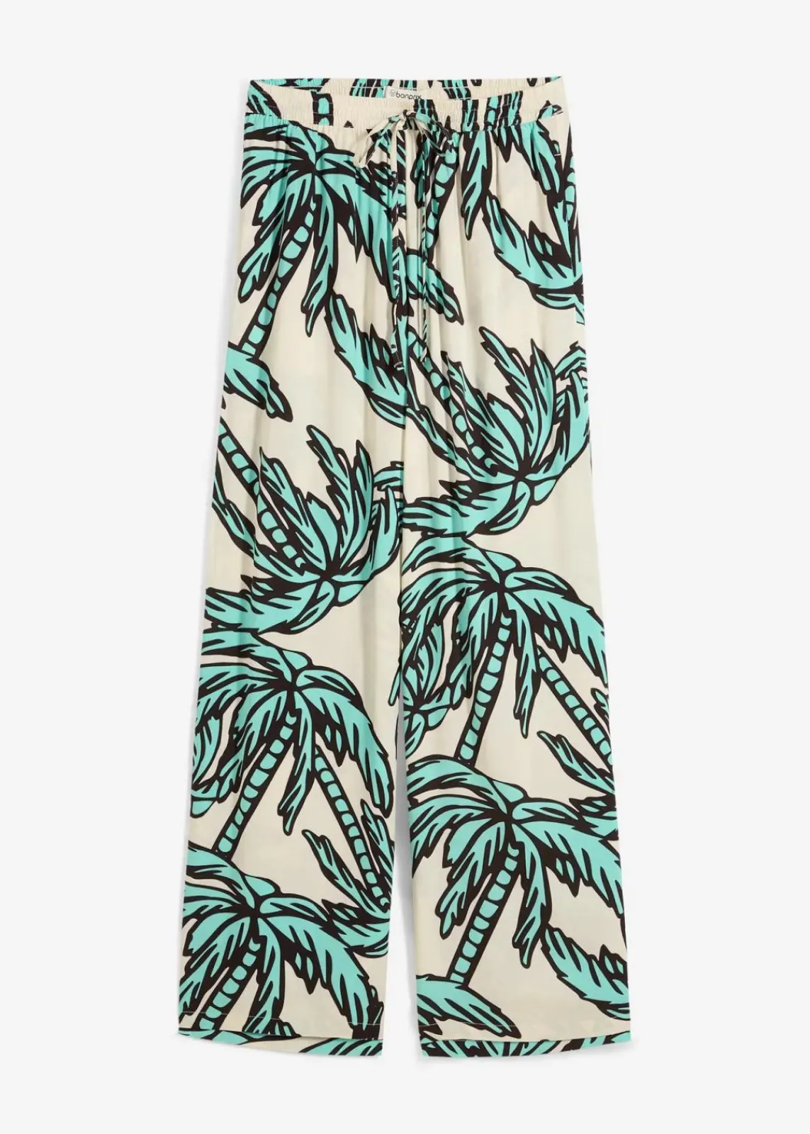 bonprix Nachhaltigere Materialien|Hosen^Marlenehose aus fließender Viskose mentholblau/natur/dunkelbraun floral