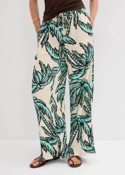 bonprix Nachhaltigere Materialien|Hosen^Marlenehose aus fließender Viskose mentholblau/natur/dunkelbraun floral