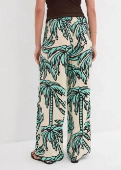 bonprix Nachhaltigere Materialien|Hosen^Marlenehose aus fließender Viskose mentholblau/natur/dunkelbraun floral