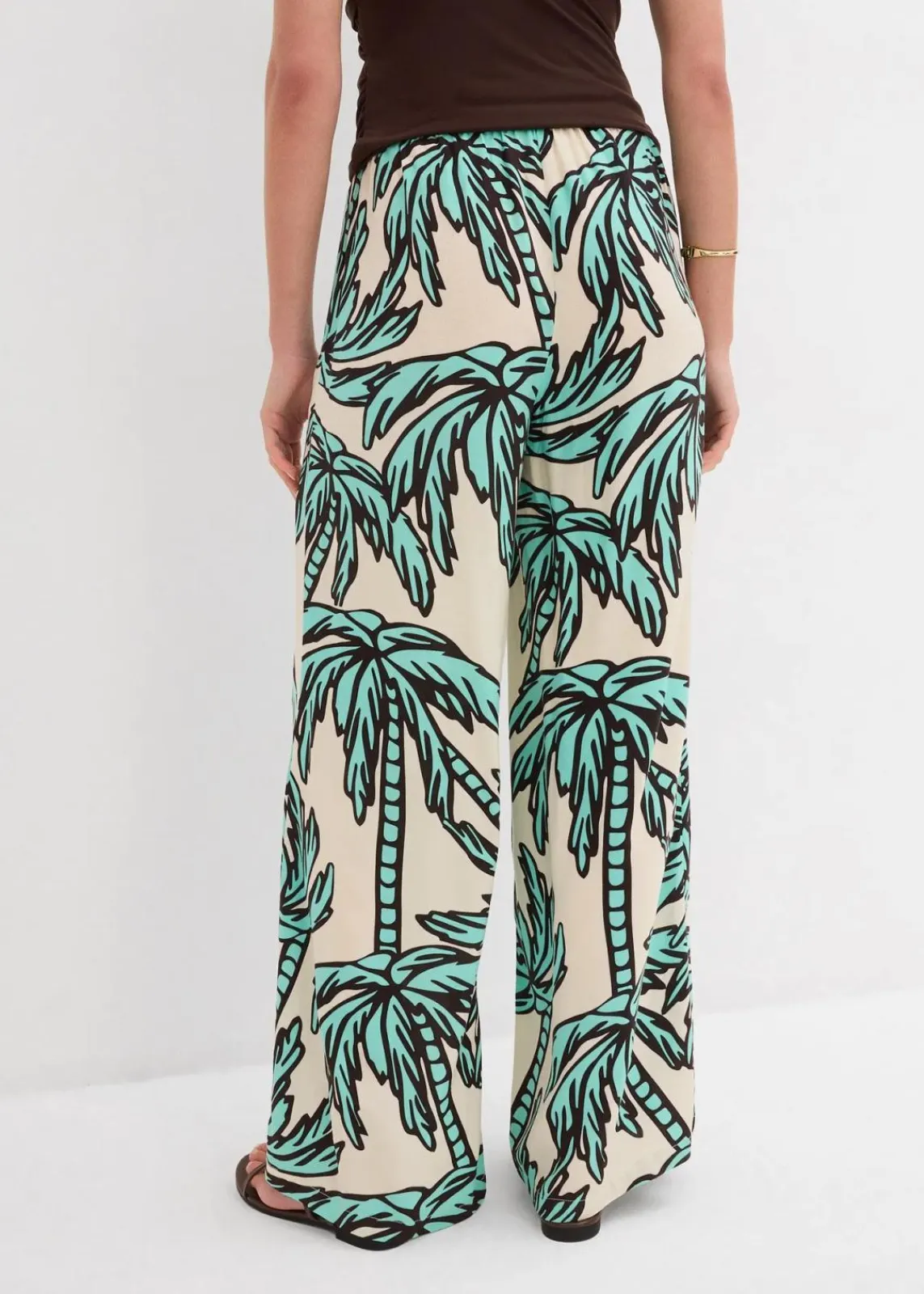 bonprix Nachhaltigere Materialien|Hosen^Marlenehose aus fließender Viskose mentholblau/natur/dunkelbraun floral