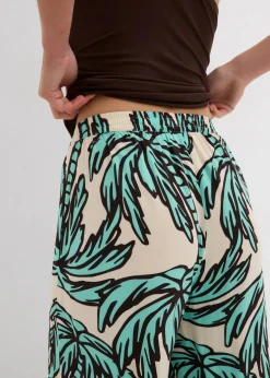 bonprix Nachhaltigere Materialien|Hosen^Marlenehose aus fließender Viskose mentholblau/natur/dunkelbraun floral