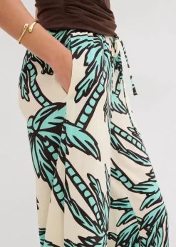 bonprix Nachhaltigere Materialien|Hosen^Marlenehose aus fließender Viskose mentholblau/natur/dunkelbraun floral