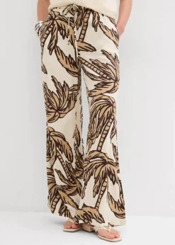 bonprix Bekleidung·Kleider|Hosen^Marlenehose aus fließender Viskose natur/dunkelbraun/new beige floral