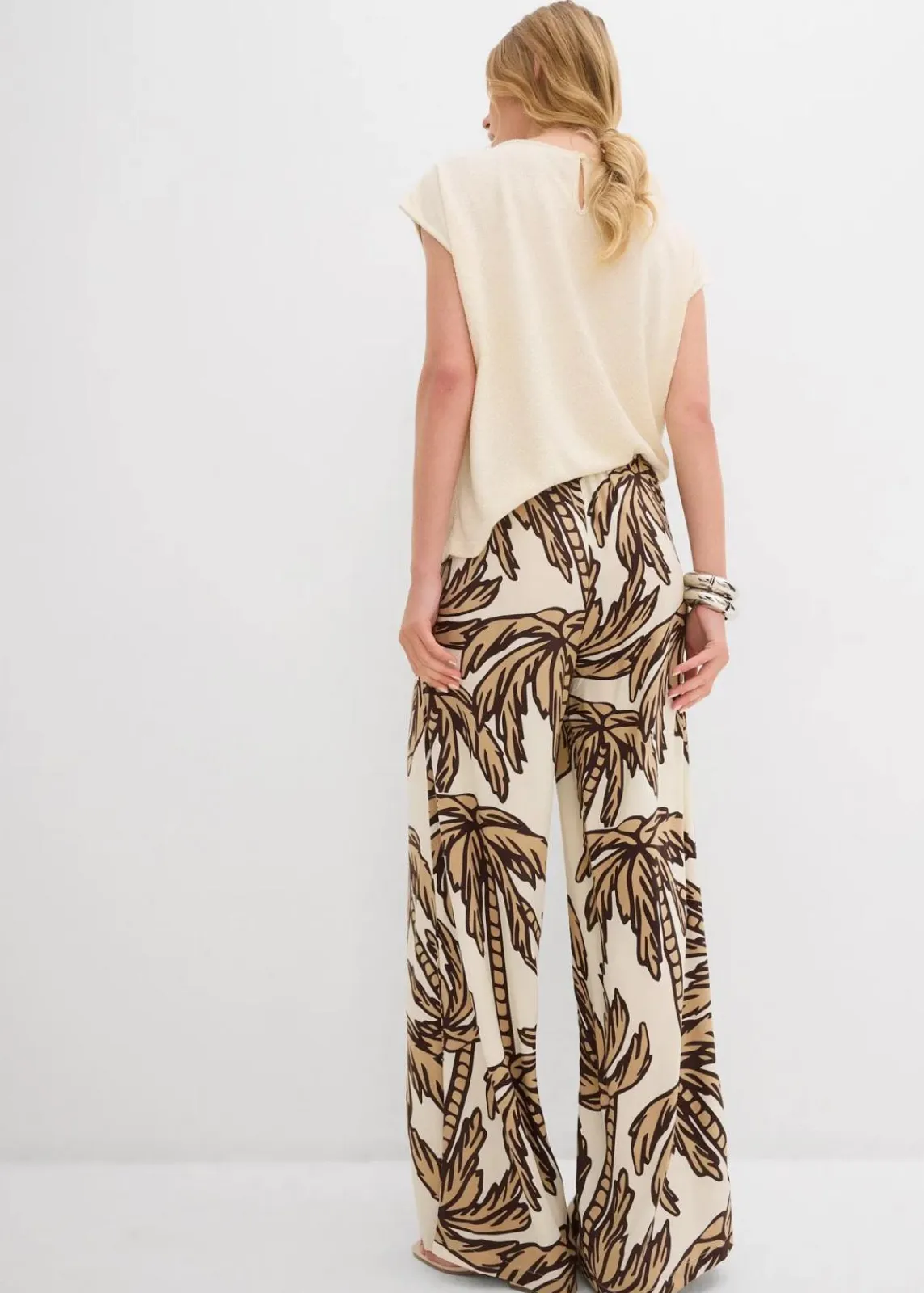 bonprix Bekleidung·Kleider|Hosen^Marlenehose aus fließender Viskose natur/dunkelbraun/new beige floral