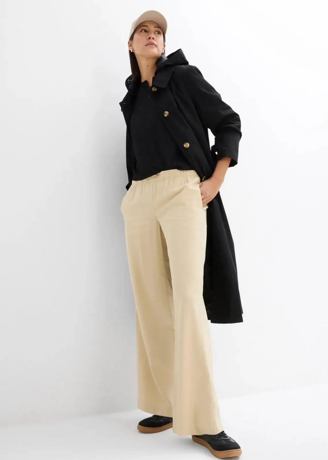 bonprix Hosen|Bekleidung·Kleider^Marlenehose aus fließender Viskose grünbeige