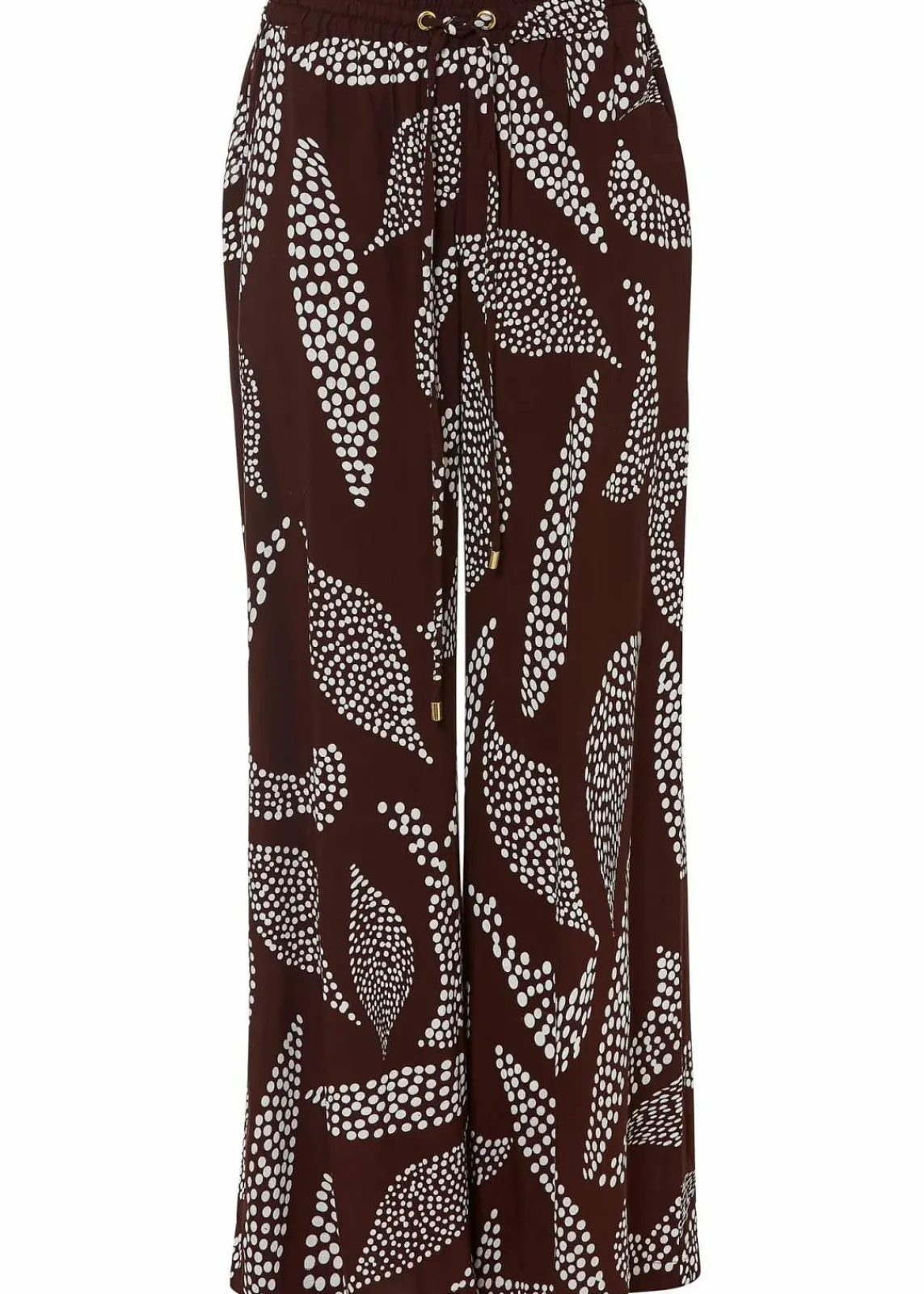 bonprix Nachhaltigere Materialien|Hosen^Marlenehose aus fließender Viskose terrabraun/wollweiß bedruckt