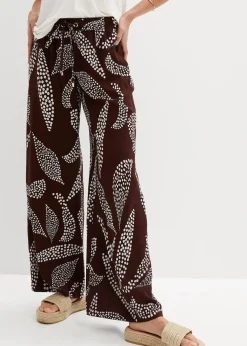 bonprix Nachhaltigere Materialien|Hosen^Marlenehose aus fließender Viskose terrabraun/wollweiß bedruckt