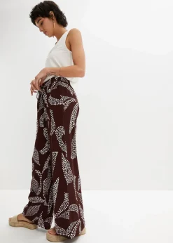 bonprix Nachhaltigere Materialien|Hosen^Marlenehose aus fließender Viskose terrabraun/wollweiß bedruckt