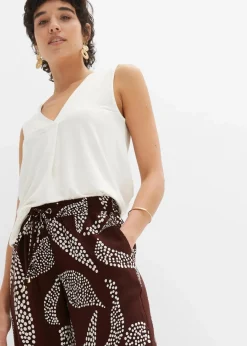 bonprix Nachhaltigere Materialien|Hosen^Marlenehose aus fließender Viskose terrabraun/wollweiß bedruckt