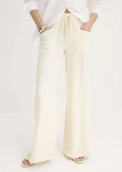 bonprix Bekleidung·Kleider|Hosen^Marlenehose aus leichtem Crêpe naturbeige