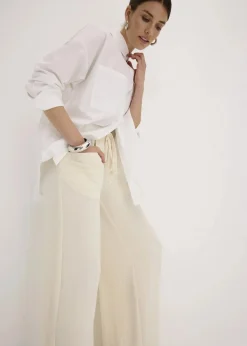 bonprix Bekleidung·Kleider|Hosen^Marlenehose aus leichtem Crêpe naturbeige