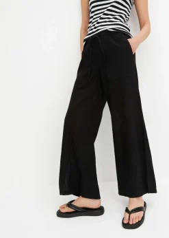 bonprix Hosen|Bekleidung·Kleider^Marlenehose aus Leinen schwarz