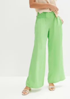 bonprix Nachhaltigere Materialien|Hosen^Marlenehose aus luftigem Leinen-Mix selleriegrün