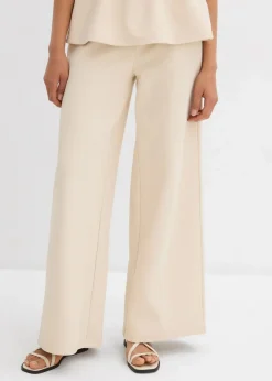 bonprix Hosen|Zweiteiler & Sets^Marlenehose aus Piqué kieselbeige
