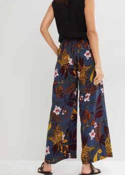 bonprix Bekleidung·Kleider|Hosen^Marlenehose aus reiner Viskose dunkelgrau bedruckt