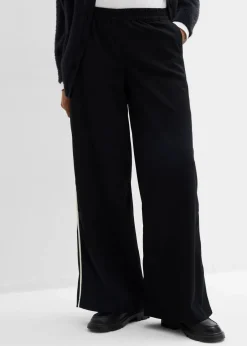 bonprix Bekleidung·Kleider|Hosen^Marlenehose aus Viskose-Mix schwarz/wollweiß
