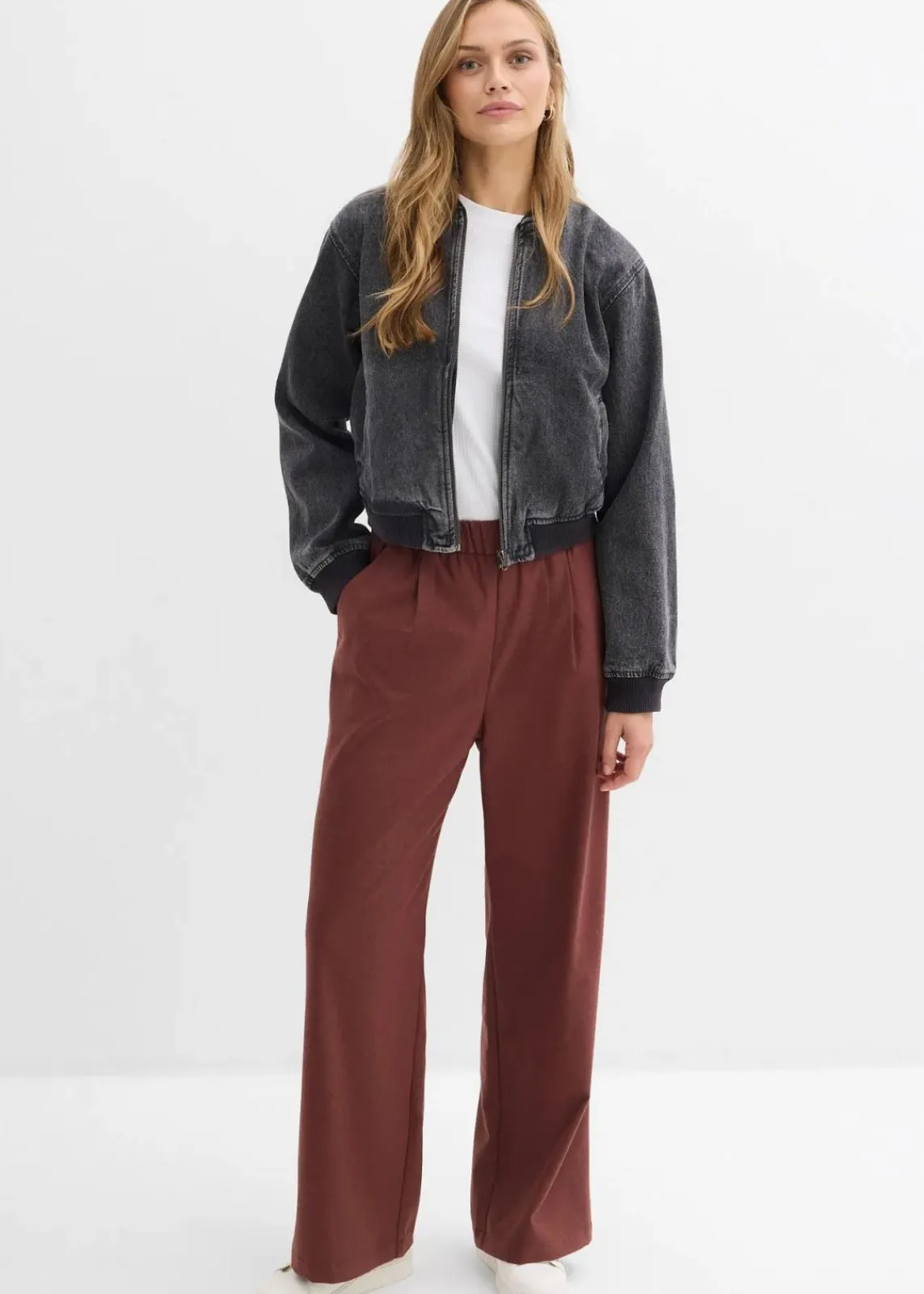 bonprix Hosen|Nachhaltigere Materialien^Marlene-Hose in Wolloptik kaffeebraun meliert