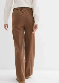 bonprix Hosen|Bekleidung·Kleider^Marlenehose in Wolloptik pimentbraun meliert