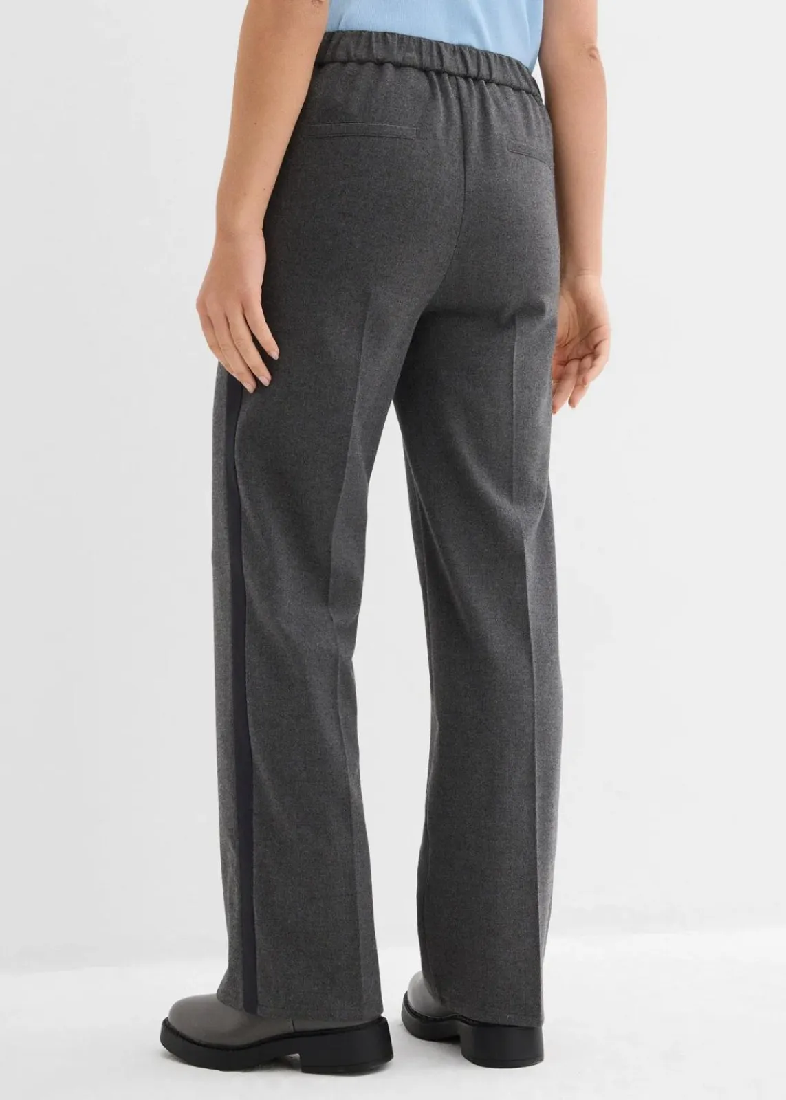 bonprix Bekleidung·Kleider|Hosen^Marlenehose in Wolloptik anthrazit meliert