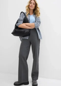 bonprix Bekleidung·Kleider|Hosen^Marlenehose in Wolloptik anthrazit meliert