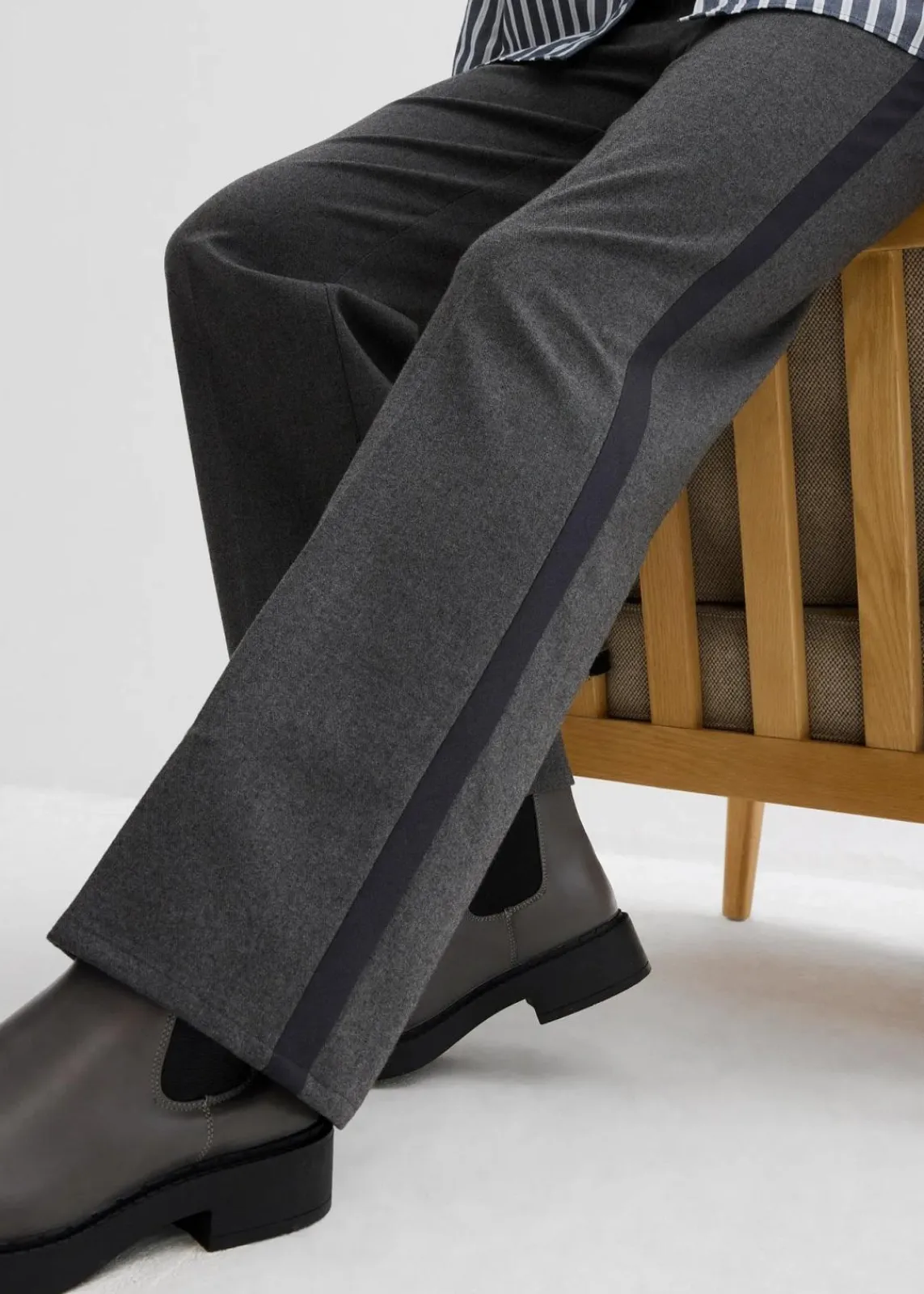bonprix Bekleidung·Kleider|Hosen^Marlenehose in Wolloptik anthrazit meliert