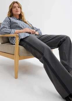 bonprix Bekleidung·Kleider|Hosen^Marlenehose in Wolloptik anthrazit meliert