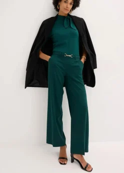 bonprix Hosen|Bekleidung·Kleider^Marlenehose mit Ziergürtel tiefgrün