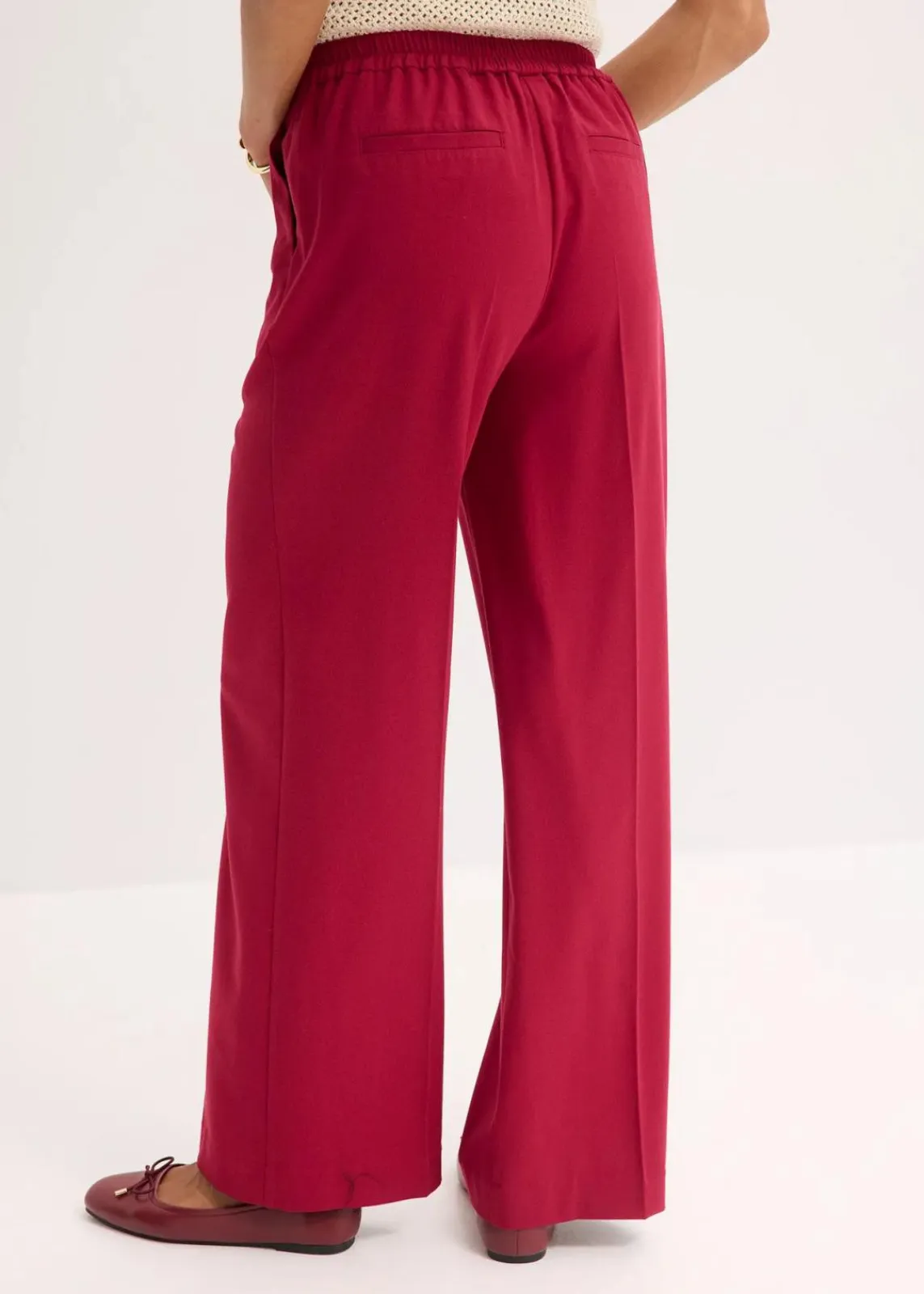 bonprix Hosen|Bekleidung·Kleider^Marlenehose mit Ziergürtel dunkelrot