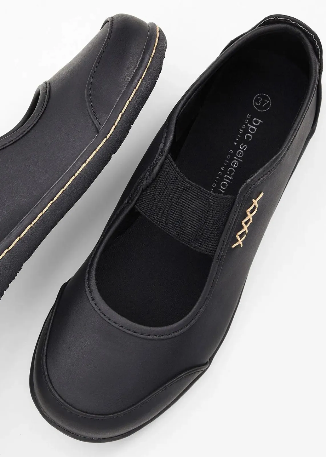 bonprix Sommerschuhe|Schuhe & Accessoires In Spezialgrößen·Elastischer Schaft^Mary-Janes schwarz