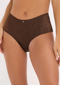 bonprix Wäsche·Dessous|Wäsche·Höschen^Maxi Brazilslip aus glitzerndem Material schwarz/kupfer
