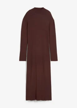 bonprix Bekleidung·Umstandsmode|Bekleidung·Pullover & Strickjacken^Maxi-Feinstrickkleid aus fließendem Viskose-Mix terrabraun