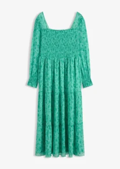 bonprix Kurzgrößen|Bekleidung·Pullover & Strickjacken^Maxi-Jerseykleid flaschengrün paisley