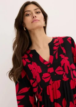 bonprix Nachhaltigere Materialien|Kleider^Maxikleid schwarz/magentapink geblümt