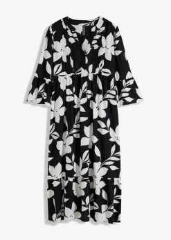 bonprix Nachhaltigere Materialien|Kleider^Maxikleid schwarz/weiß geblümt