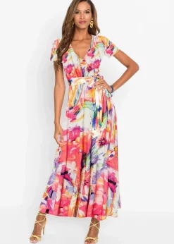 bonprix Kleider^Maxikleid pink/lila floral