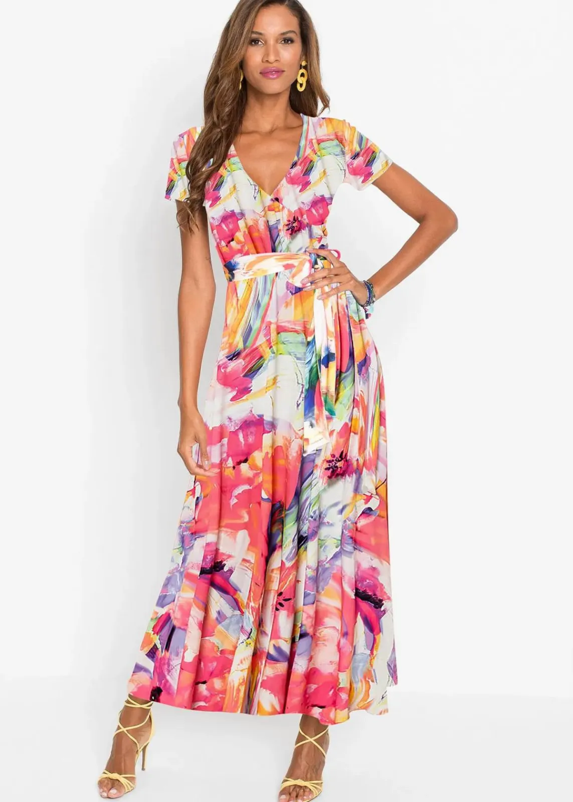 bonprix Kleider^Maxikleid pink/lila floral
