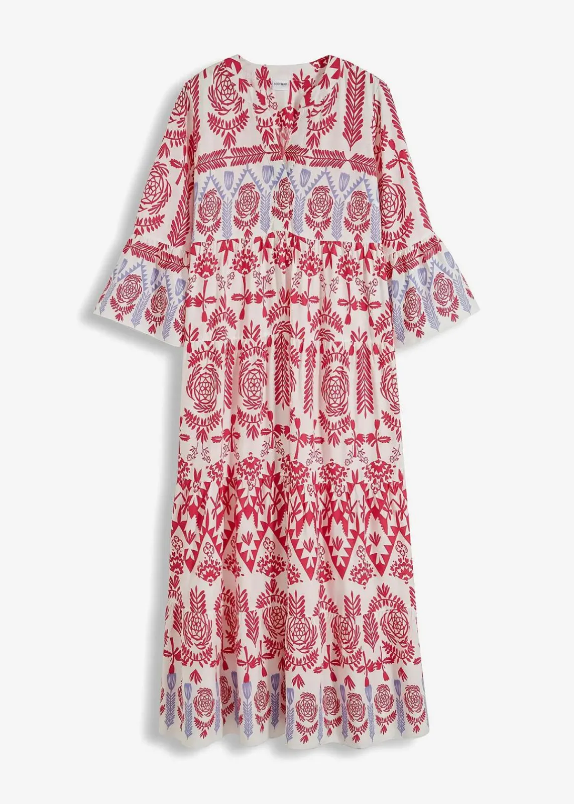 bonprix Nachhaltigere Materialien|Kleider^Maxikleid weiß/pink/blaulila bedruckt