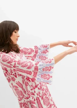 bonprix Nachhaltigere Materialien|Kleider^Maxikleid weiß/pink/blaulila bedruckt