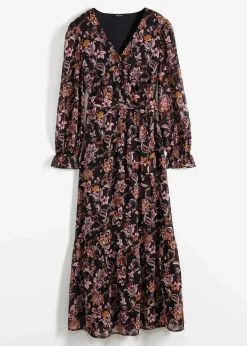 bonprix Kleider|Bekleidung·Pullover & Strickjacken^Maxikleid schwarz floral