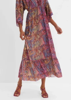 bonprix Kleider|Bekleidung·Pullover & Strickjacken^Maxikleid pink/hellblau bedruckt
