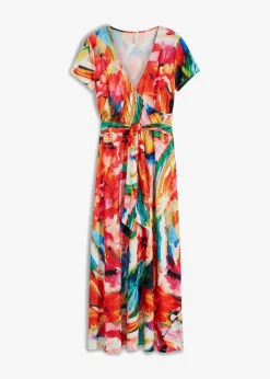 bonprix Kleider^Maxikleid orange/blau floral