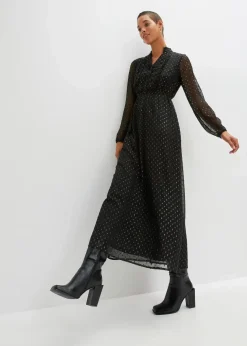 bonprix Bekleidung·Pullover & Strickjacken|Kleider^Maxikleid schwarz/gold