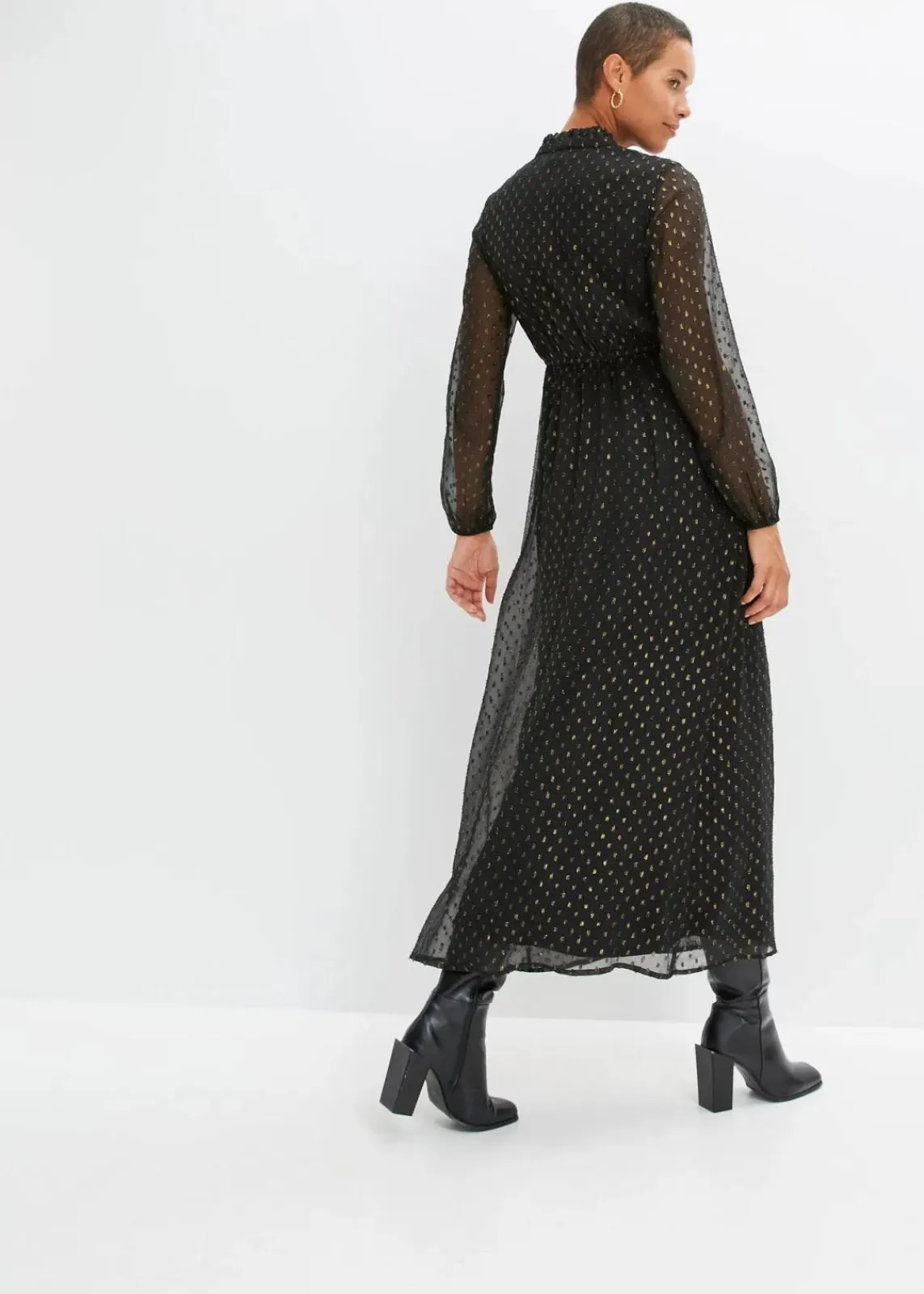 bonprix Bekleidung·Pullover & Strickjacken|Kleider^Maxikleid schwarz/gold